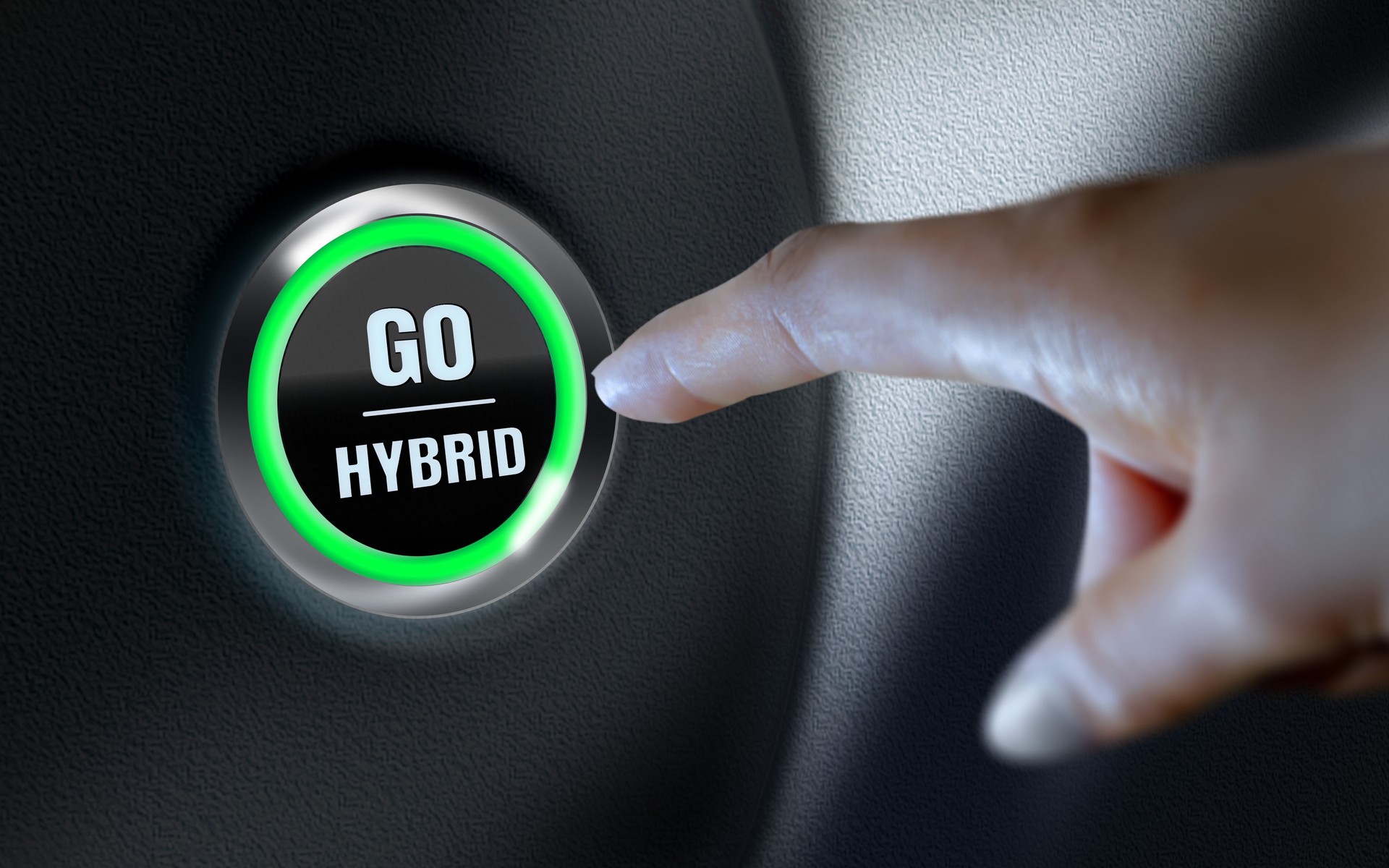 Go Hybrid Title Over Car Start Button On Dashboard